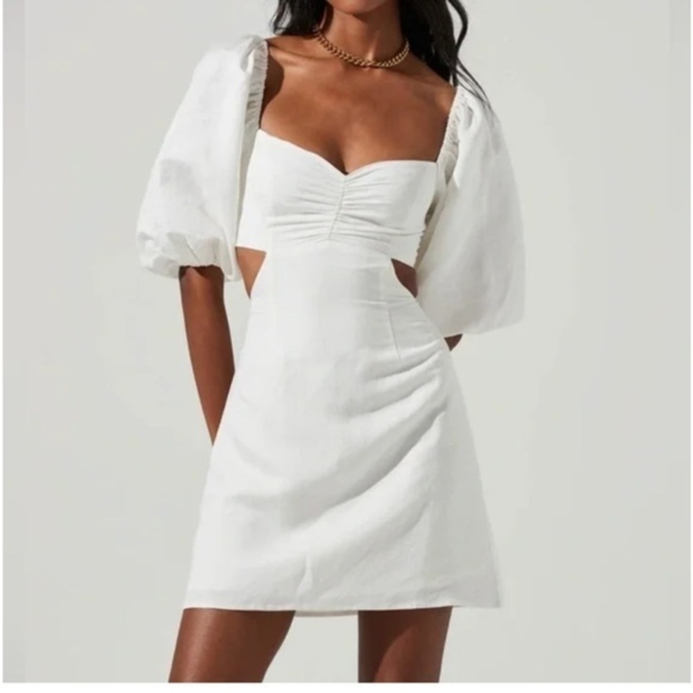 ASTR the Label Heather Cutout Linen Blend Dress in White